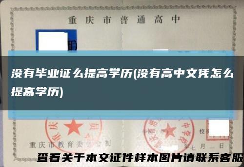 没有毕业证么提高学历(没有高中文凭怎么提高学历)缩略图