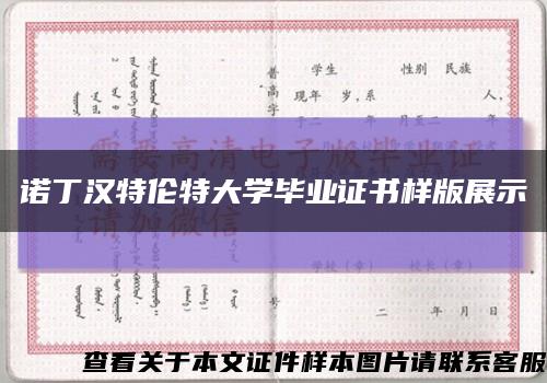 诺丁汉特伦特大学毕业证书样版展示缩略图