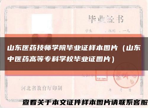 山东医药技师学院毕业证样本图片（山东中医药高等专科学校毕业证图片）缩略图