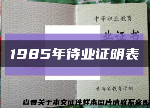 1985年待业证明表缩略图