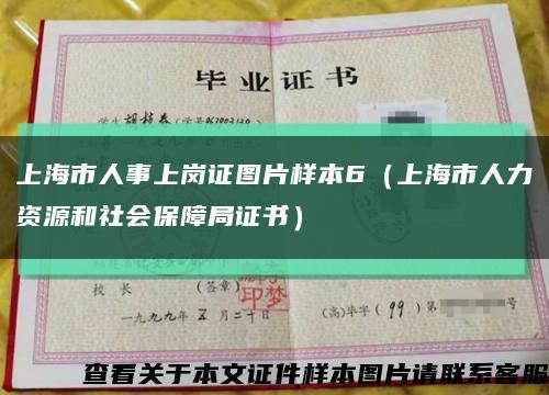 上海市人事上岗证图片样本6（上海市人力资源和社会保障局证书）缩略图