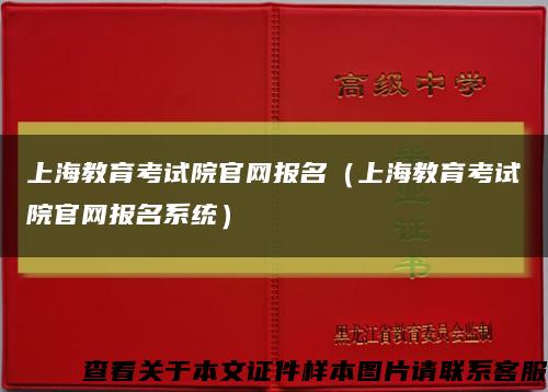 上海教育考试院官网报名（上海教育考试院官网报名系统）缩略图