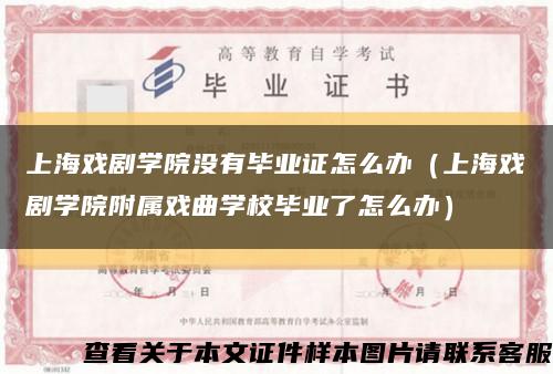 上海戏剧学院没有毕业证怎么办（上海戏剧学院附属戏曲学校毕业了怎么办）缩略图