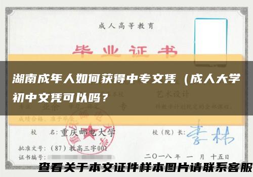 湖南成年人如何获得中专文凭（成人大学初中文凭可以吗？缩略图