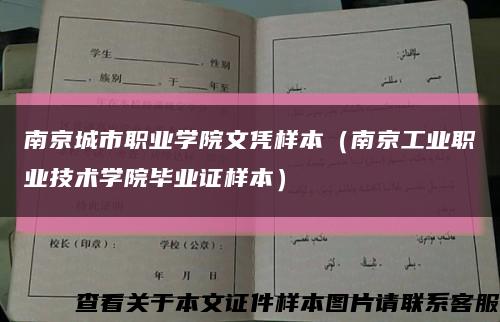 南京城市职业学院文凭样本（南京工业职业技术学院毕业证样本）缩略图