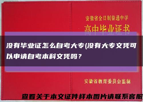 没有毕业证怎么自考大专(没有大专文凭可以申请自考本科文凭吗？缩略图