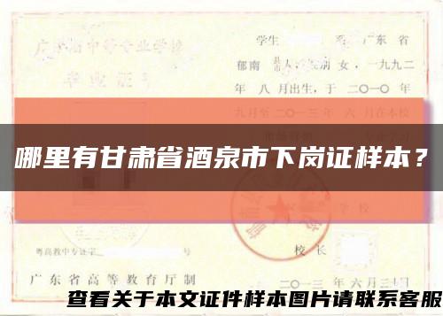 哪里有甘肃省酒泉市下岗证样本？缩略图
