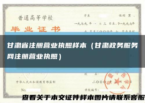 甘肃省注册营业执照样本（甘肃政务服务网注册营业执照）缩略图