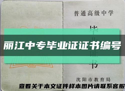 丽江中专毕业证证书编号缩略图