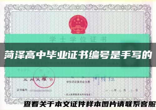 菏泽高中毕业证书编号是手写的缩略图
