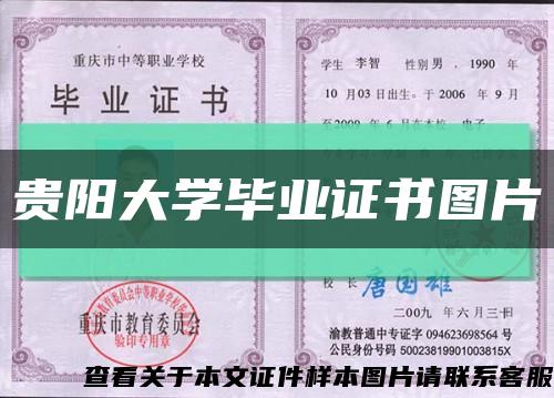 贵阳大学毕业证书图片缩略图