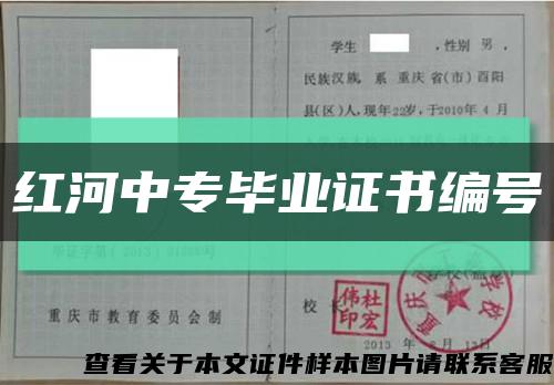 红河中专毕业证书编号缩略图
