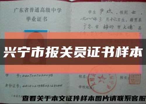 兴宁市报关员证书样本缩略图