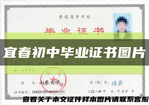 宜春初中毕业证书图片缩略图