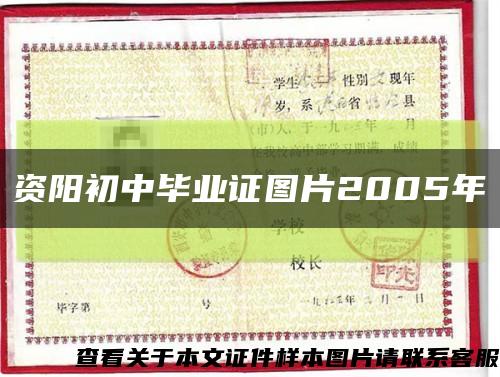 资阳初中毕业证图片2005年缩略图