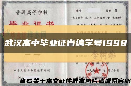 武汉高中毕业证省编学号1998缩略图