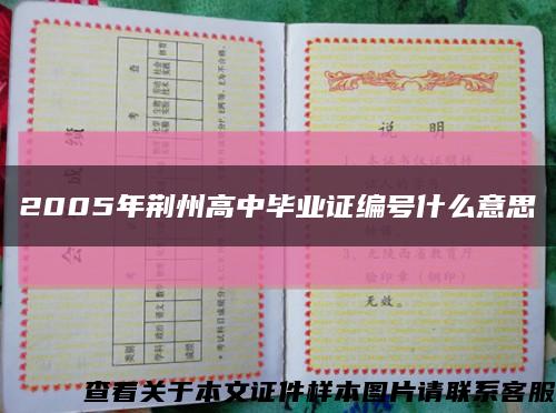 2005年荆州高中毕业证编号什么意思缩略图