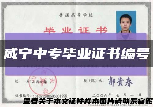 咸宁中专毕业证书编号缩略图