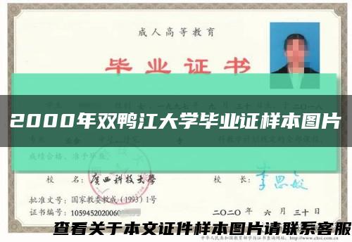 2000年双鸭江大学毕业证样本图片缩略图