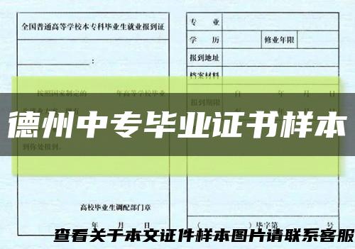 德州中专毕业证书样本缩略图