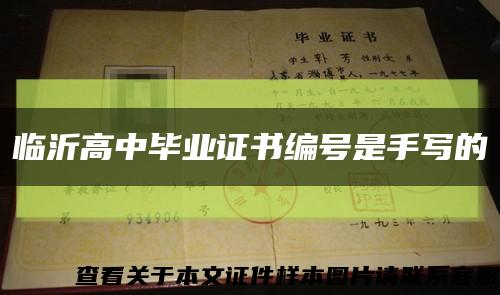 临沂高中毕业证书编号是手写的缩略图