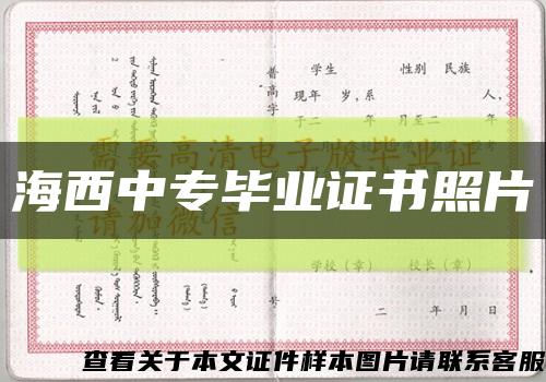 海西中专毕业证书照片缩略图