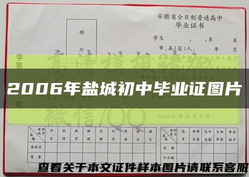 2006年盐城初中毕业证图片缩略图