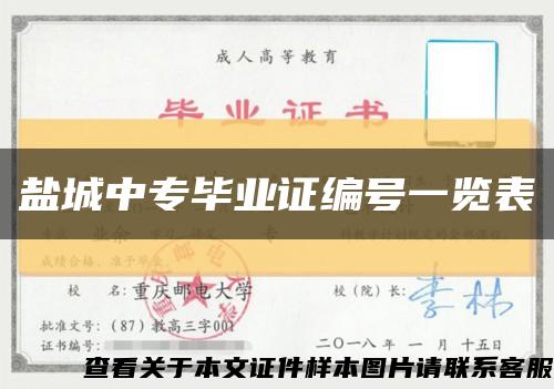 盐城中专毕业证编号一览表缩略图