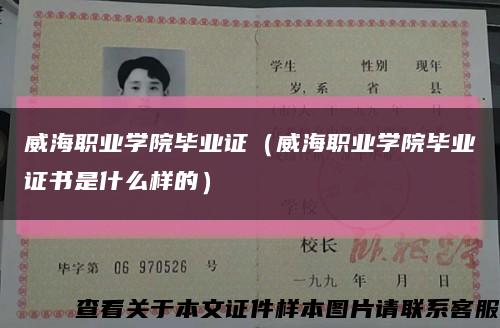 威海职业学院毕业证（威海职业学院毕业证书是什么样的）缩略图