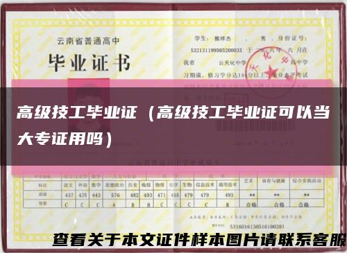 高级技工毕业证（高级技工毕业证可以当大专证用吗）缩略图