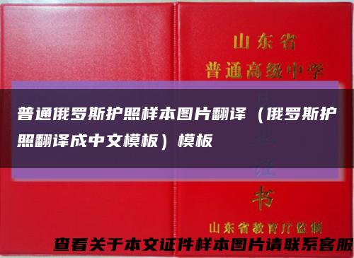 普通俄罗斯护照样本图片翻译（俄罗斯护照翻译成中文模板）模板缩略图