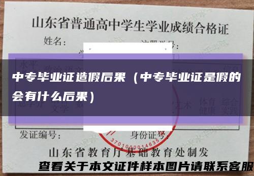 中专毕业证造假后果（中专毕业证是假的会有什么后果）缩略图