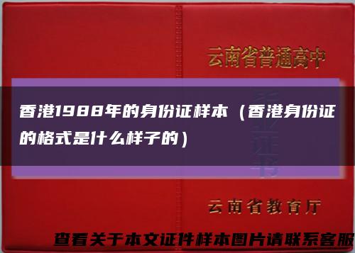 香港1988年的身份证样本（香港身份证的格式是什么样子的）缩略图
