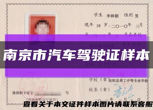 南京市汽车驾驶证样本缩略图
