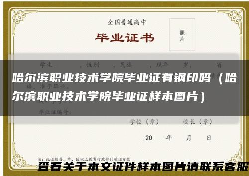 哈尔滨职业技术学院毕业证有钢印吗（哈尔滨职业技术学院毕业证样本图片）缩略图