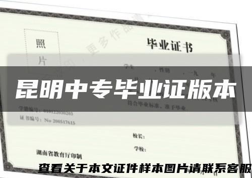 昆明中专毕业证版本缩略图