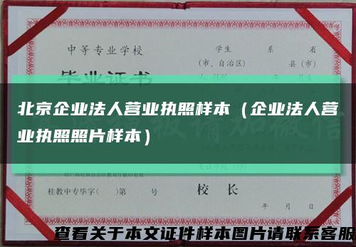 北京企业法人营业执照样本（企业法人营业执照照片样本）缩略图