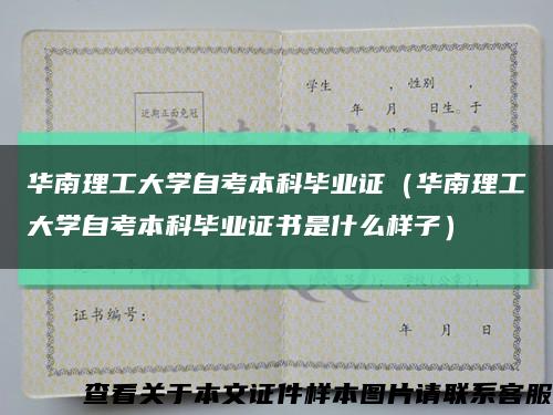 华南理工大学自考本科毕业证（华南理工大学自考本科毕业证书是什么样子）缩略图