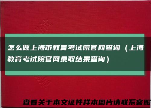 怎么做上海市教育考试院官网查询（上海教育考试院官网录取结果查询）缩略图