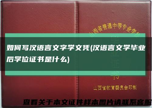 如何写汉语言文字学文凭(汉语言文学毕业后学位证书是什么)缩略图