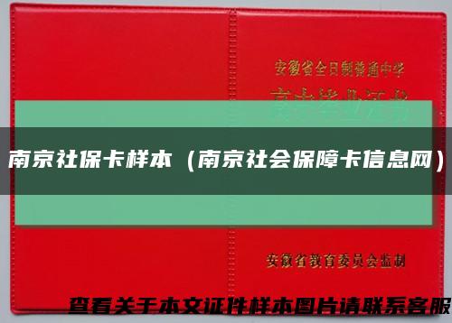 南京社保卡样本（南京社会保障卡信息网）缩略图