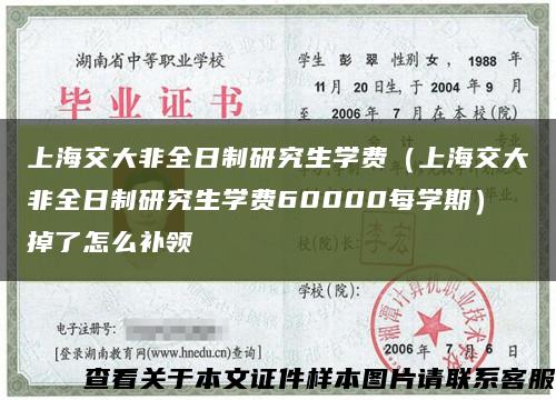 上海交大非全日制研究生学费（上海交大非全日制研究生学费60000每学期）掉了怎么补领缩略图