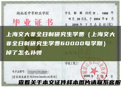 上海交大非全日制研究生学费（上海交大非全日制研究生学费60000每学期）掉了怎么补领缩略图