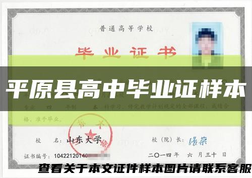 平原县高中毕业证样本缩略图
