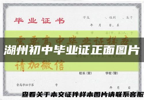 湖州初中毕业证正面图片缩略图