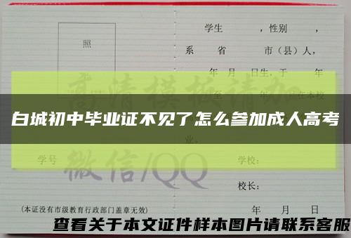 白城初中毕业证不见了怎么参加成人高考缩略图