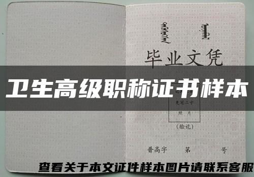 卫生高级职称证书样本缩略图