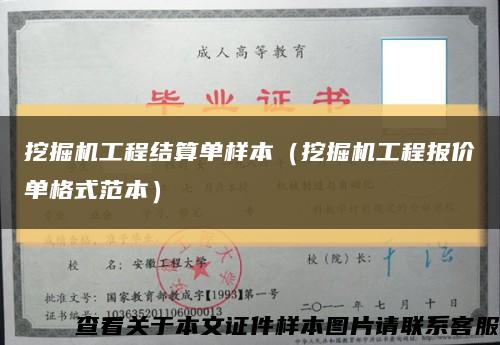 挖掘机工程结算单样本（挖掘机工程报价单格式范本）缩略图
