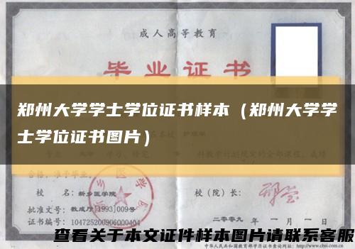 郑州大学学士学位证书样本（郑州大学学士学位证书图片）缩略图