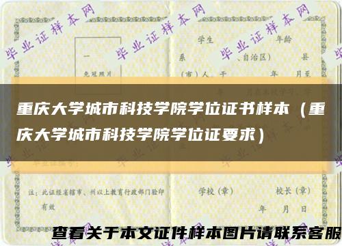 重庆大学城市科技学院学位证书样本（重庆大学城市科技学院学位证要求）缩略图